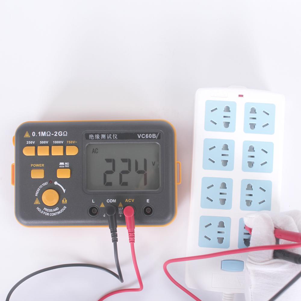 Factory outlet VC60B Digital Insulation Resistance Tester Megger MegOhm Meter 1000V/2GΩ High Voltage Short Circuit Input Alarm