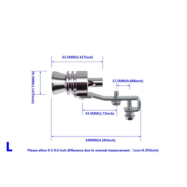 Universal simulador Whistler de la motocicleta del coche de la onda de sonido modificación imitador Turbo silbato tubo de escape de sirena: Silver - L