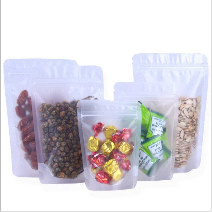 Stand Up Plastic Suiker Koffie Snacks Opslag Pouch Frosted Clear Doypack Rits Zakken Dired Bloem Pakket Zelf Seal Zip-Lock tas