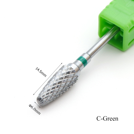 1 Uds. De carburo de tungsteno, broca para uñas, fresa de carburo, cutícula eléctrica, limas de uñas de mayor para manicura TRF0615: C-Green