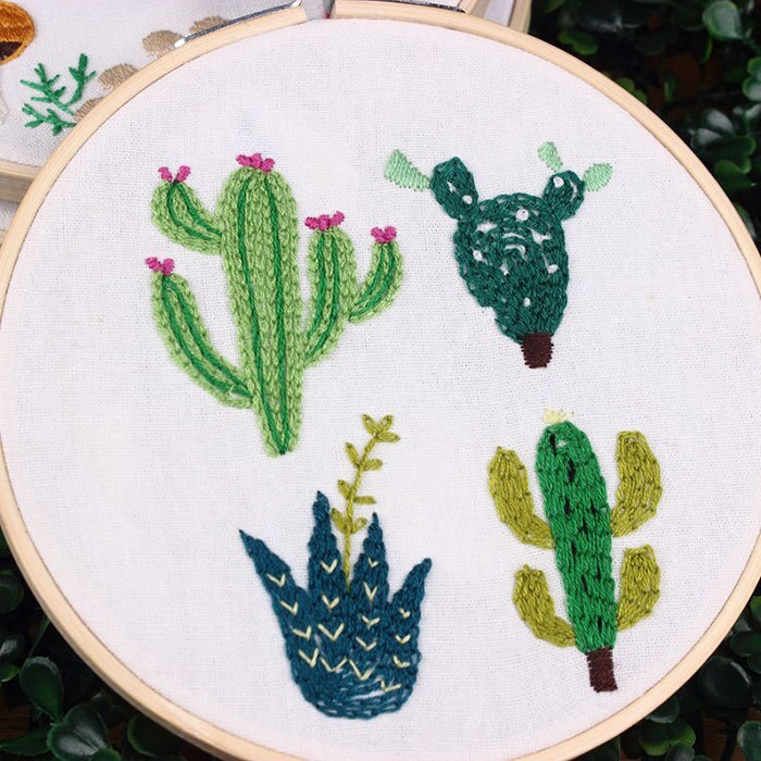 Diy Linten Borduurwerk Kits Voor Beginner Handwerken Praktijk Kits Kruissteek Muurschildering Art Home Decoratie Voldoen Sets: cactus 15cm