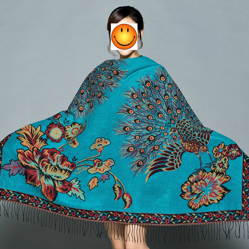 2025 Winter Herfst Womens Jacquard Sjaal Kleurrijke Etnische Stijl