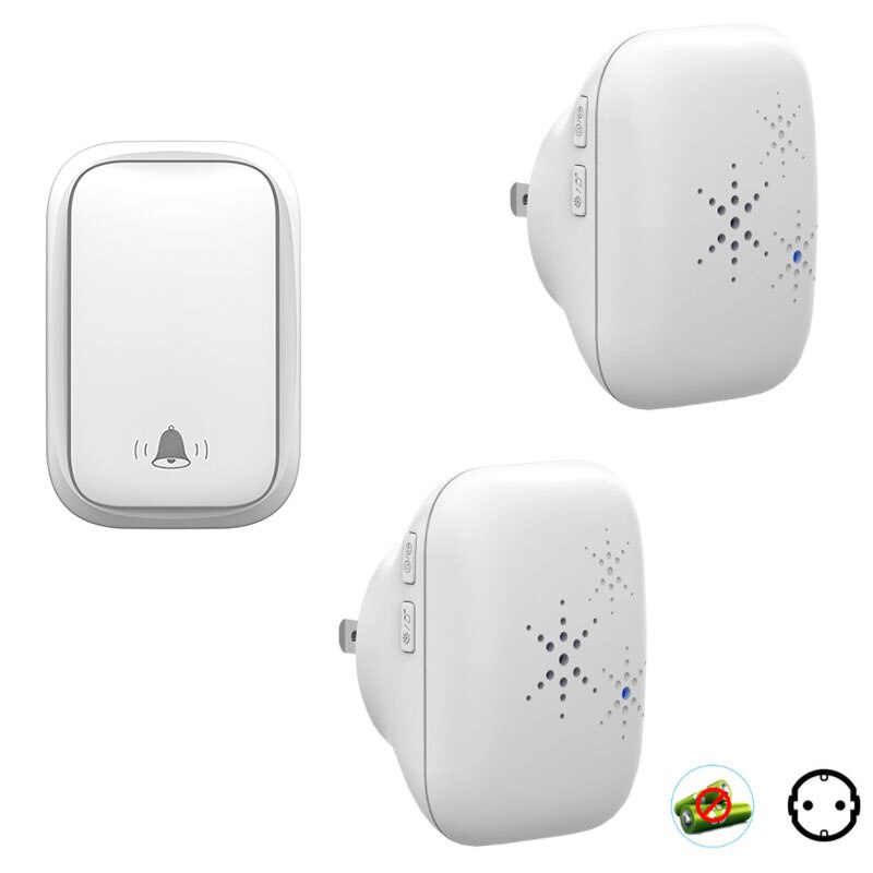 timbre inalámbrico exterior autoalimentado timbre puerta casa 220v transmisor impermeable de 220V, No requiere batería, receptor de la UE,juego de timbre para Control del hogar: Oro