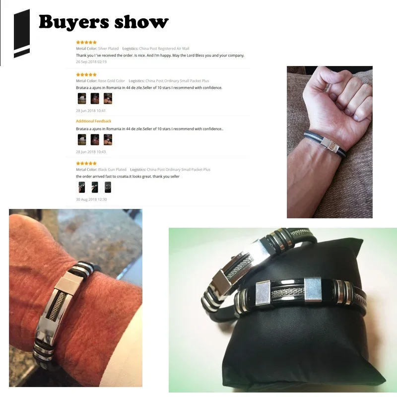 2018 in Acciaio Inox Uomini Del WristBand Del Braccialetto Punk di Stile di Nuovo Disegno Del Silicone Nero Degli Uomini Del Braccialetto di Gomma Semplice di Fascino Pulsera Hombre