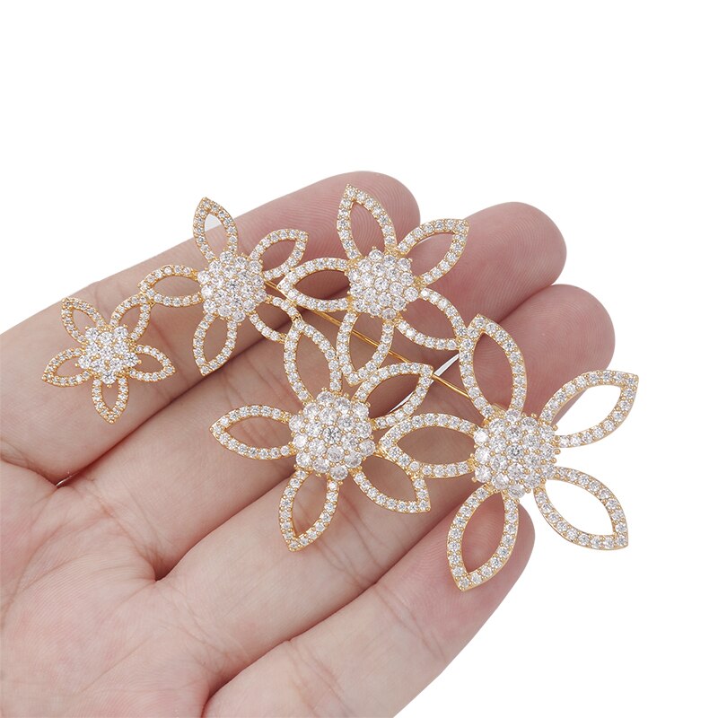 WEIMANJINGDIAN Shinning Cubic Zirconia CZ Crystal Micro-pave Flowers Brooch Pins for Women or Wedding