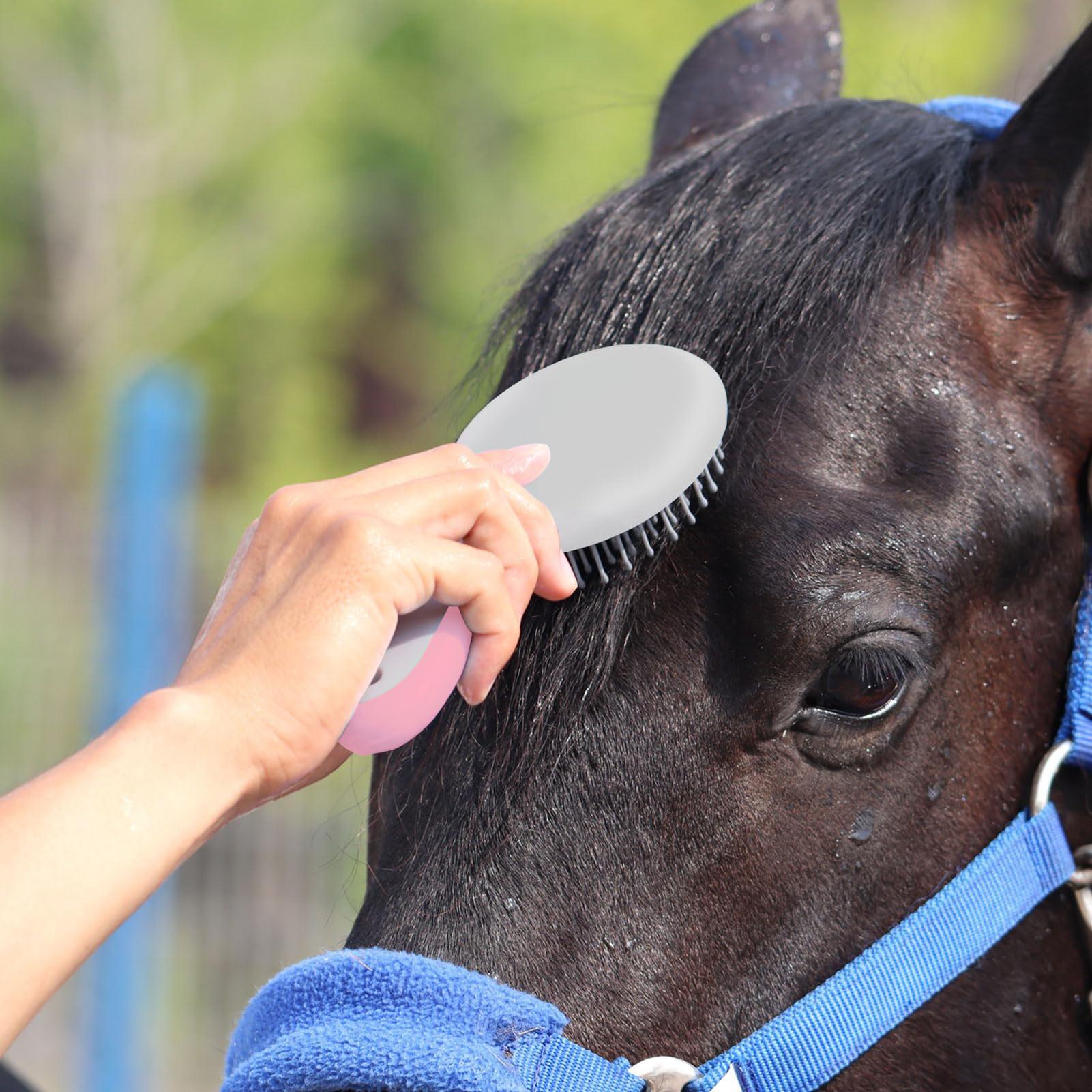 Paardenborstels voor het verzorgen van manen en staart, paardenborstels met ergonomisch handvat, paardenmassageborstel, paardenhaarborstel
