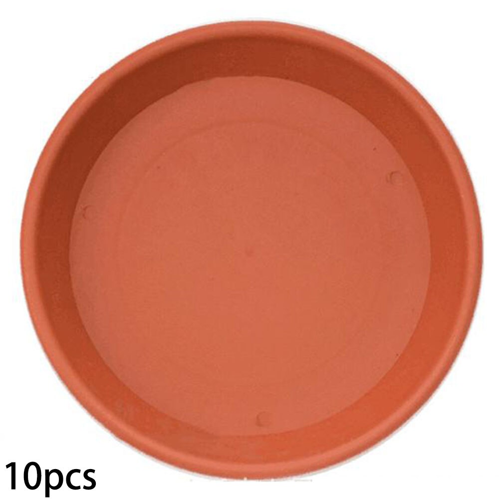 10Pcs Hydroponic Round Plant Pot Saucer Dish Water Drip Tray Drain Flower Base: Pottery Red