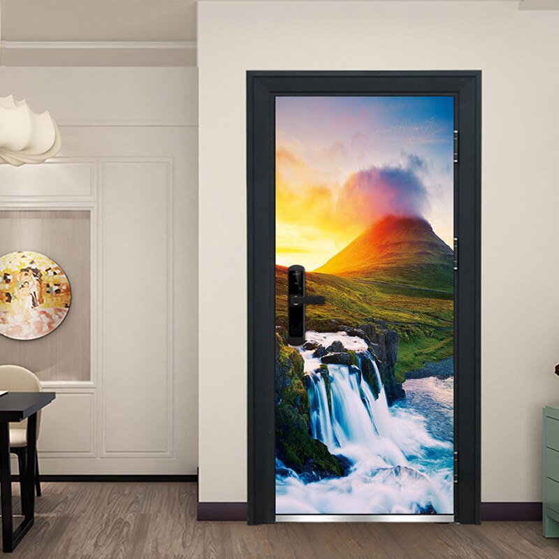 Decals Mural 3D Step Door Sticker Nature Mountain Diy Selfadhesive Waterproof Paper Poster for Print Art Picture Home Decoration: YXCV218903 / 77x200cm
