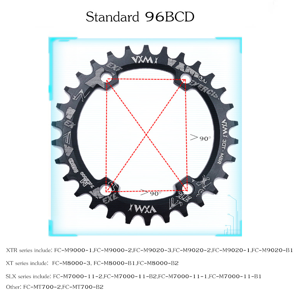 VXM-96bcd Kettingblad MTB Ronde ovale Fietskettingblad 30T 32T 34T 36T 38T Kroon Tandplaat Voor M7000 M8000 Fietsen onderdelen Set