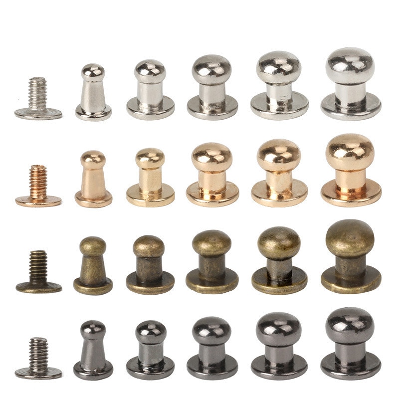 10Sets Multi Maten Massief Messing Riem Zak Schroef Klinknagel Knop Ronde Knop Schroef In Knop Studs Leren Craft Accessoires levert