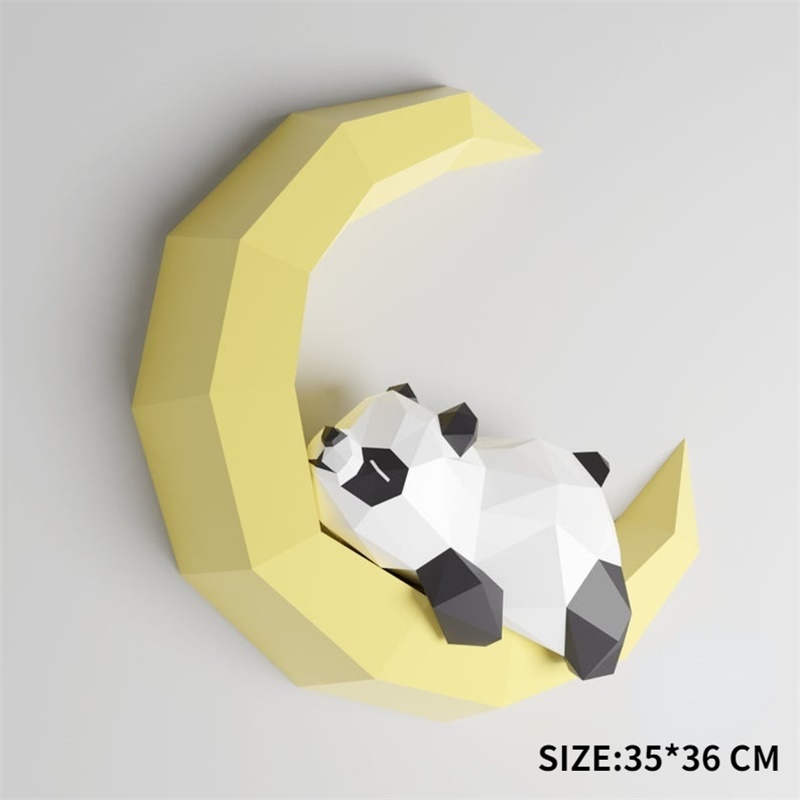 Panda Paper Model Art Sculpture Home Decor Hallway Party Wall Decorations Papercraft 3D DIY Puzzles Hand Made Toys Prop: Brown