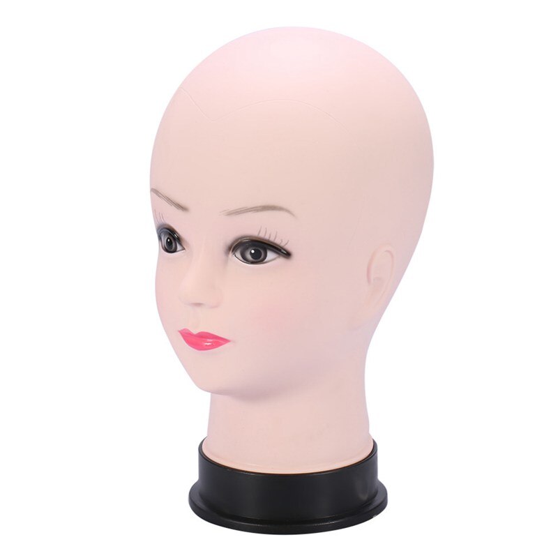 PVC Mannequin Head Model Female Wig Making Hat Display With Base Eyelash Makeup Practice Traning Bald Head Model