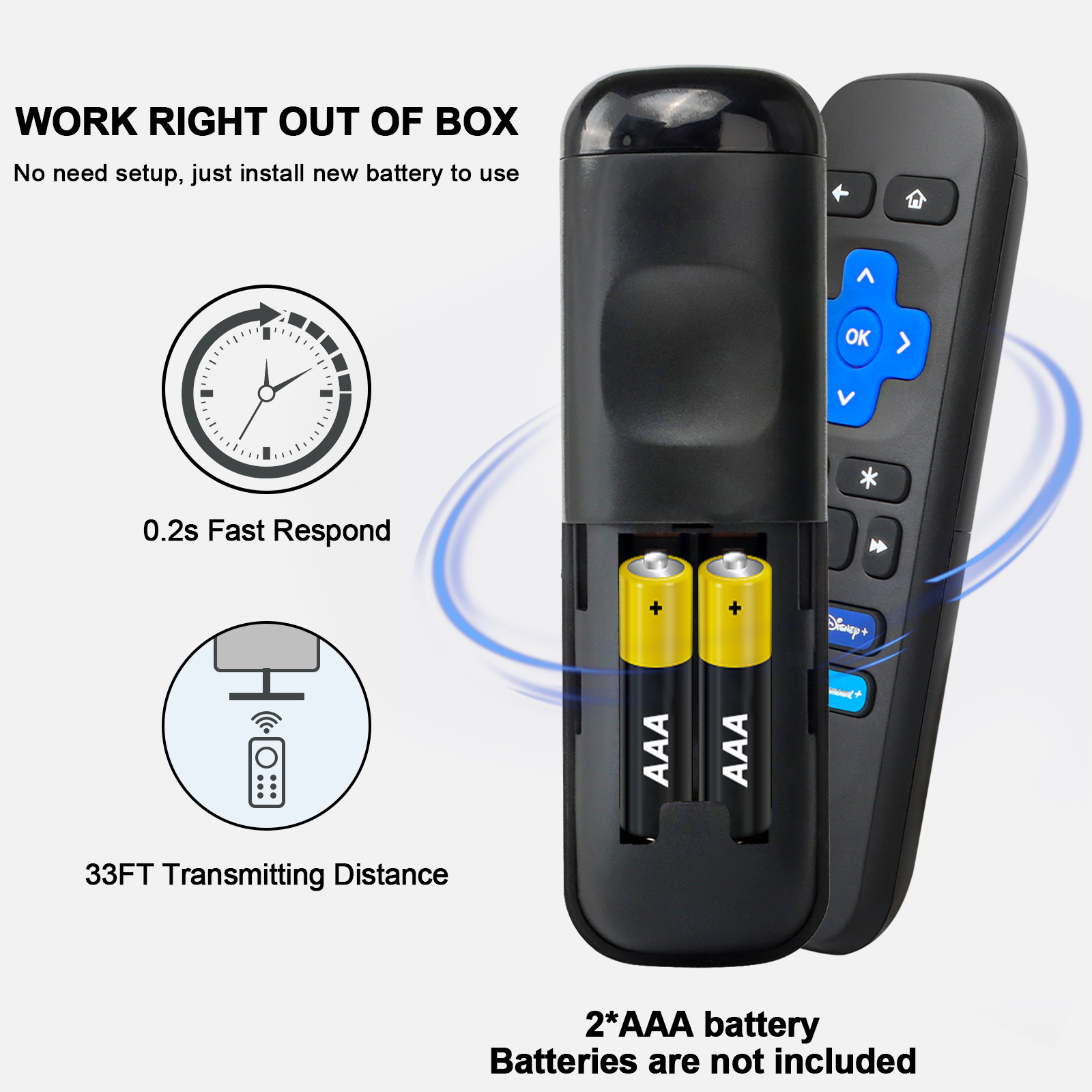 1 paire de télécommande pour décodeur Roku STB 1/2/3/4 Express Premiere Ultra, contrôleur avec bouton de raccourci, utilisation directe