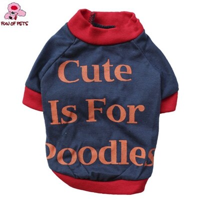 Spring and Autumn Stylish Orange Red "Cute Is For Poodles" Pattern T-Shirt for Pets Dogs Dog Clothes: Red / XL