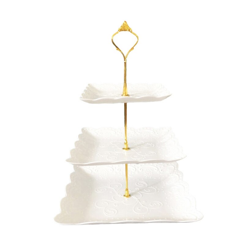 Detachable Cake Stand European Style 3 Tier Pastry Cupcake Fruit Plate Serving: 6