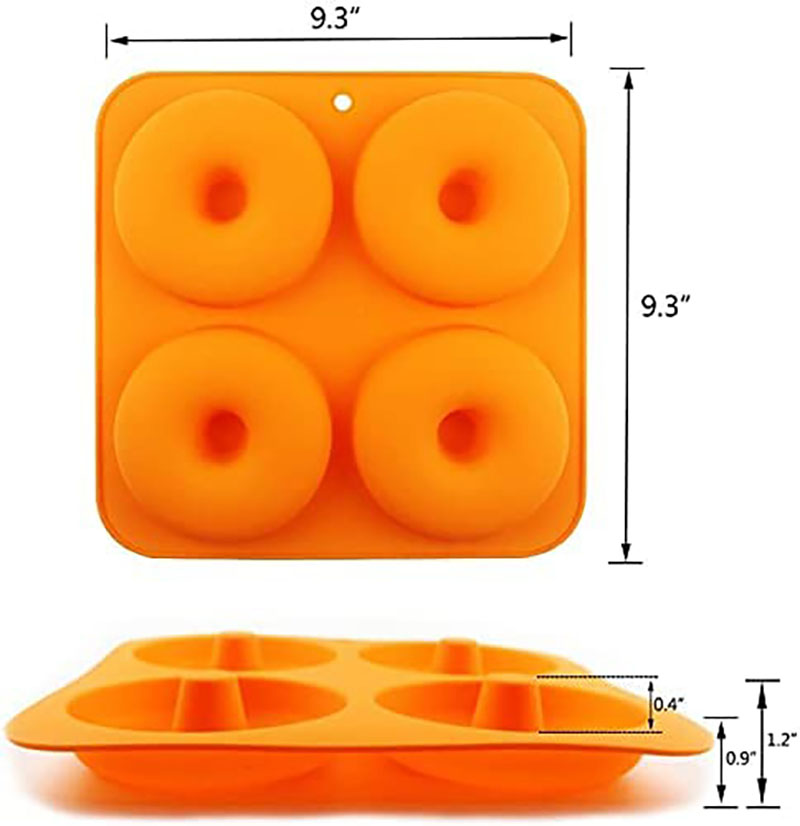 1Pcs 4Cavity Large Full Size Donut Pan 4Inches, Silicone Donut Molds for Baking, Non Stick Bagel Pan
