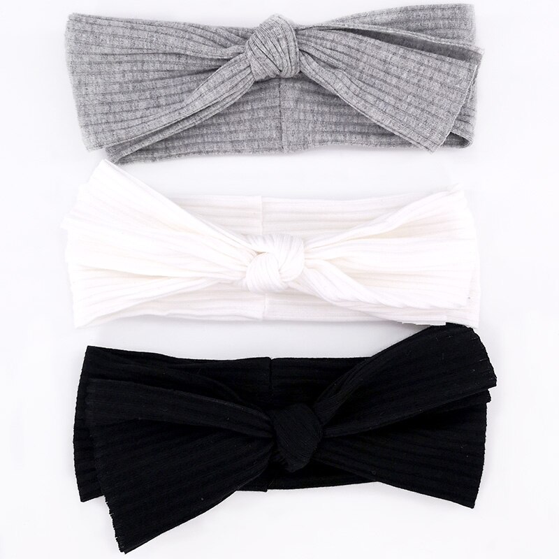 Bandeaux en coton côtelé pour -né garçon et fille, couvre-chef à nœud papillon, doux et extensible, accessoires pour cheveux