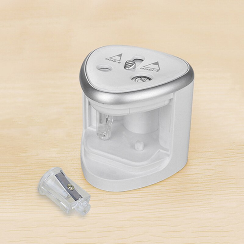 Electric Pencil Sharpener Portable Double Hole for Student Classroom Home Office SMR88: silver
