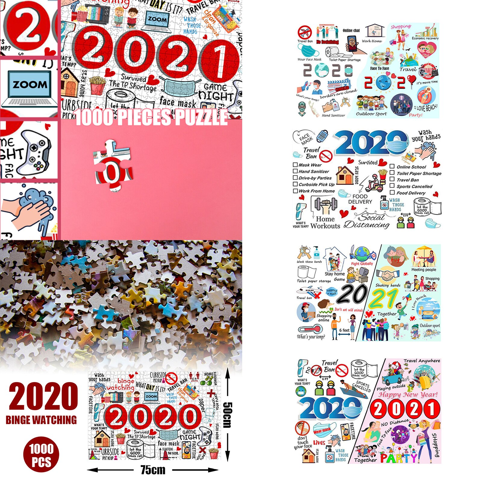 Memorial Jigsaw Puzzle, 1000pieces Classic Christmas Year Cardboard Puzzles Rememberable Year for Adults Kids