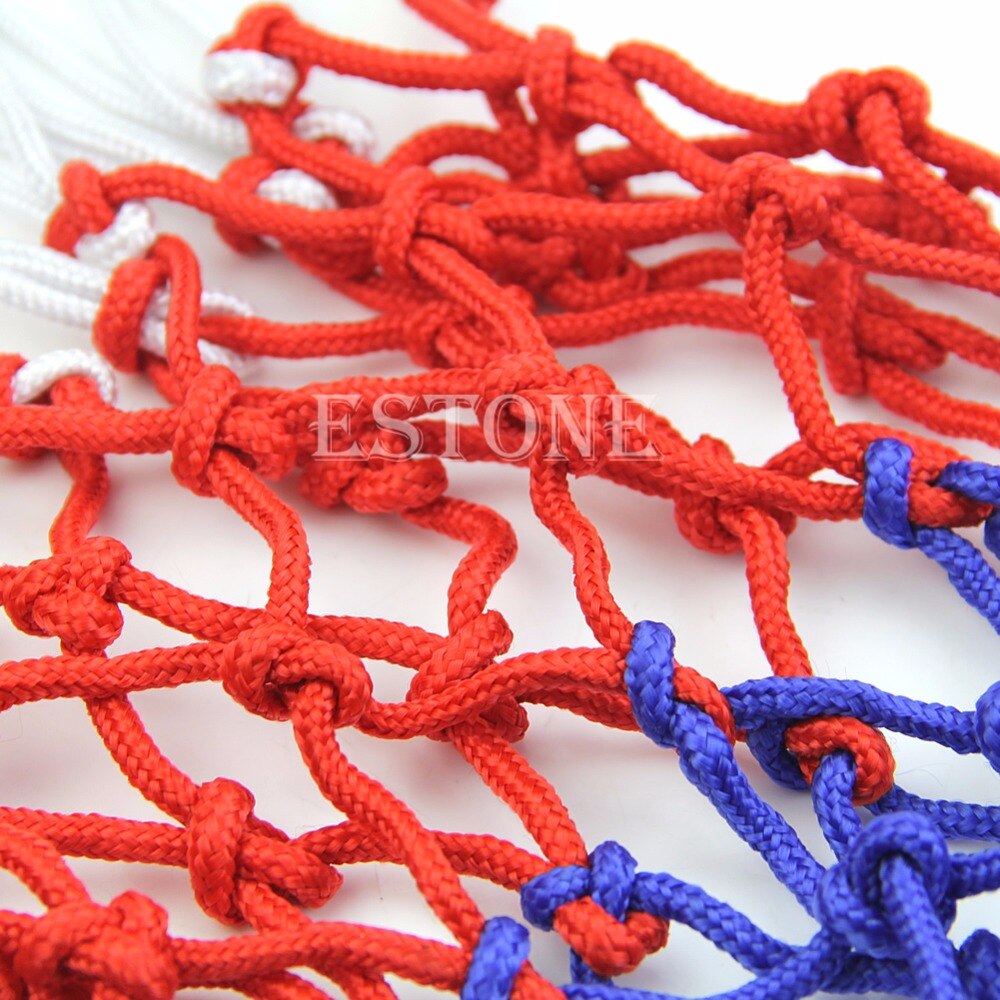 Standard White/Red/Blue Nylon Basketball Netball Goal Hoop Net Netting Sports