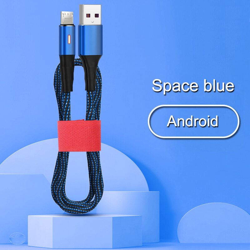 Kabel danych 3A typu C mikro USB pleciony nylonowy sprytny moc wyłączony szybki kabel ładujący robić telefonu komórkowego z systemem android: niebieski for micro / 1.2m