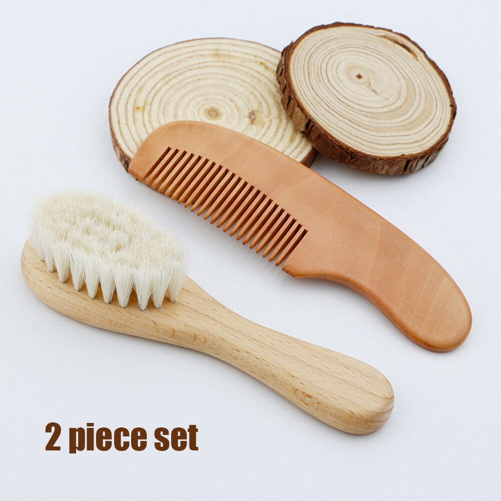 Hair Care Shower Home Easy Clean Faux Wool Cutie Comb Wood Handle Natural Bathroom Grooming Portable Baby Brush Set Soft Newborn