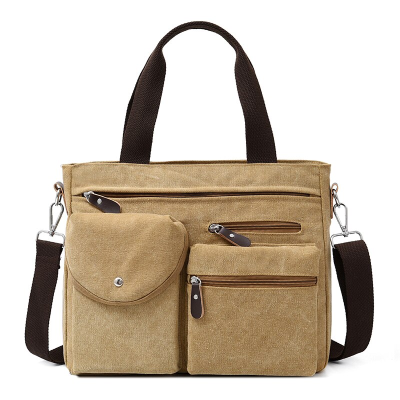 Sacs à main en toile pour voyage, sacoches à bandoulière, solides, haute capacité, unisexe, sac à dos multifonction décontracté: khaki