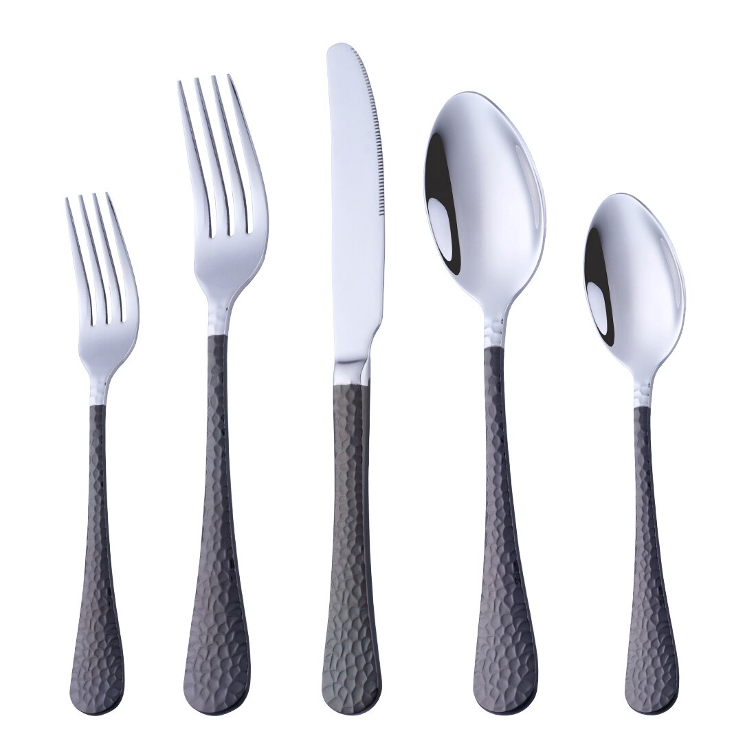 5/20PCS Flatware Silverware Set Rainbow Stainless Steel Colorful Dinner Knife Fork Scoop Dinnerware Set Hotel Tableware Utensil: 1set(5pcs) / Black handle