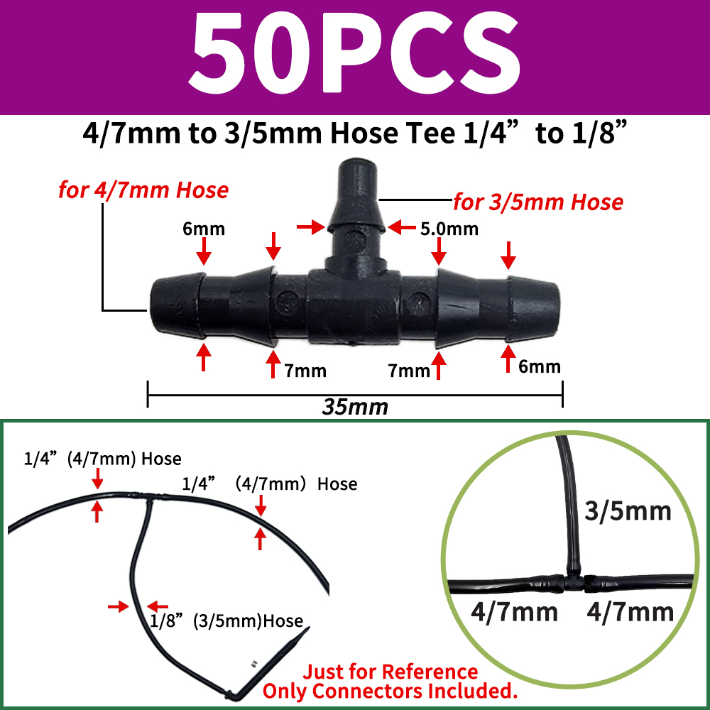 Oasis 3/5 4/7mm Hose Garden Irrigation Connectors Barbed Single Double Tee Elbow Drip Arrow Cross Coupling Watering Fitting: Blue