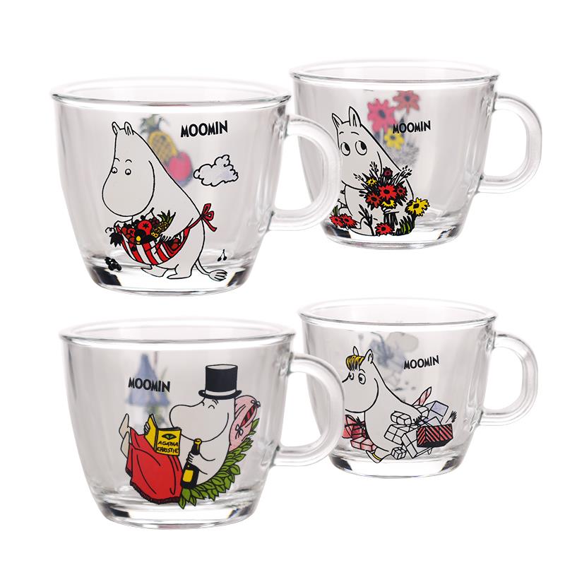 Moomins cartoon Drinkware babies glass water drink glass cup clear glass handle 210ml glass cup safe cute mug