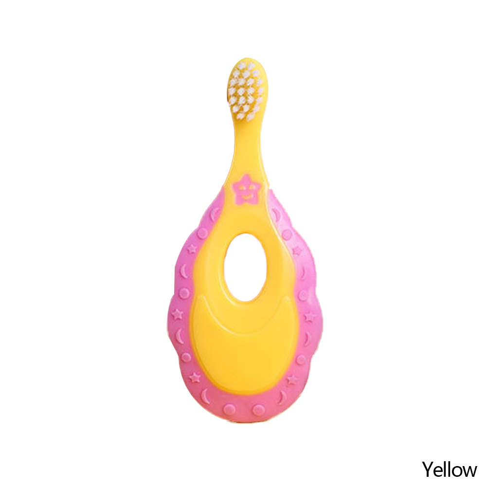 Spazzolino da denti per bambini spazzolino da denti per bambini con manico cura orale pulizia spazzolino da denti spazzola per capelli morbida per bambino 1-3T: Yellow