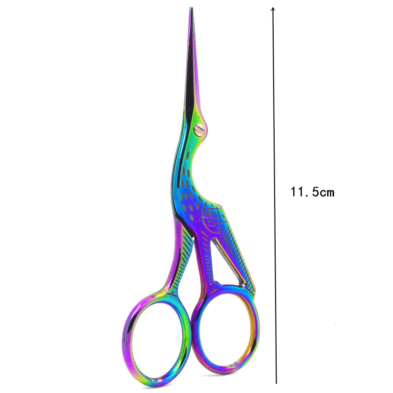 2 Size Stainless Steel Craft Scissors Handmade DIY Sewing Tools Zig Zag Fabric Scissors Pink Antique Stork Scissors: Large colour