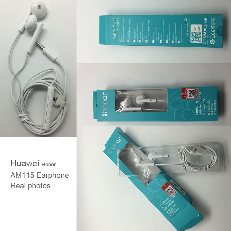 Huawei-auriculares AM115, auriculares metálicos con micrófono y Control de volumen, para teléfonos inteligentes Android, Huawei P8 9 10 Mate7 8 9 Honor 5X 6X 8