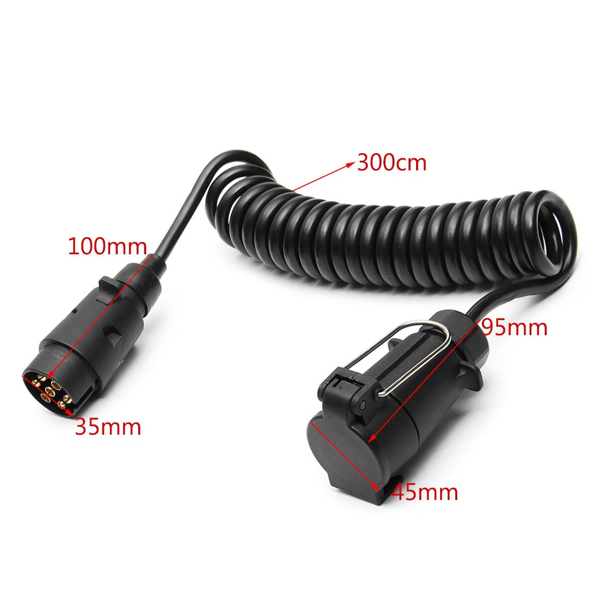 300cm 7Pin Trailer Light Board Extension Cable Lead Male to Female Trailer Truck Couplings Circuit Plug Socket