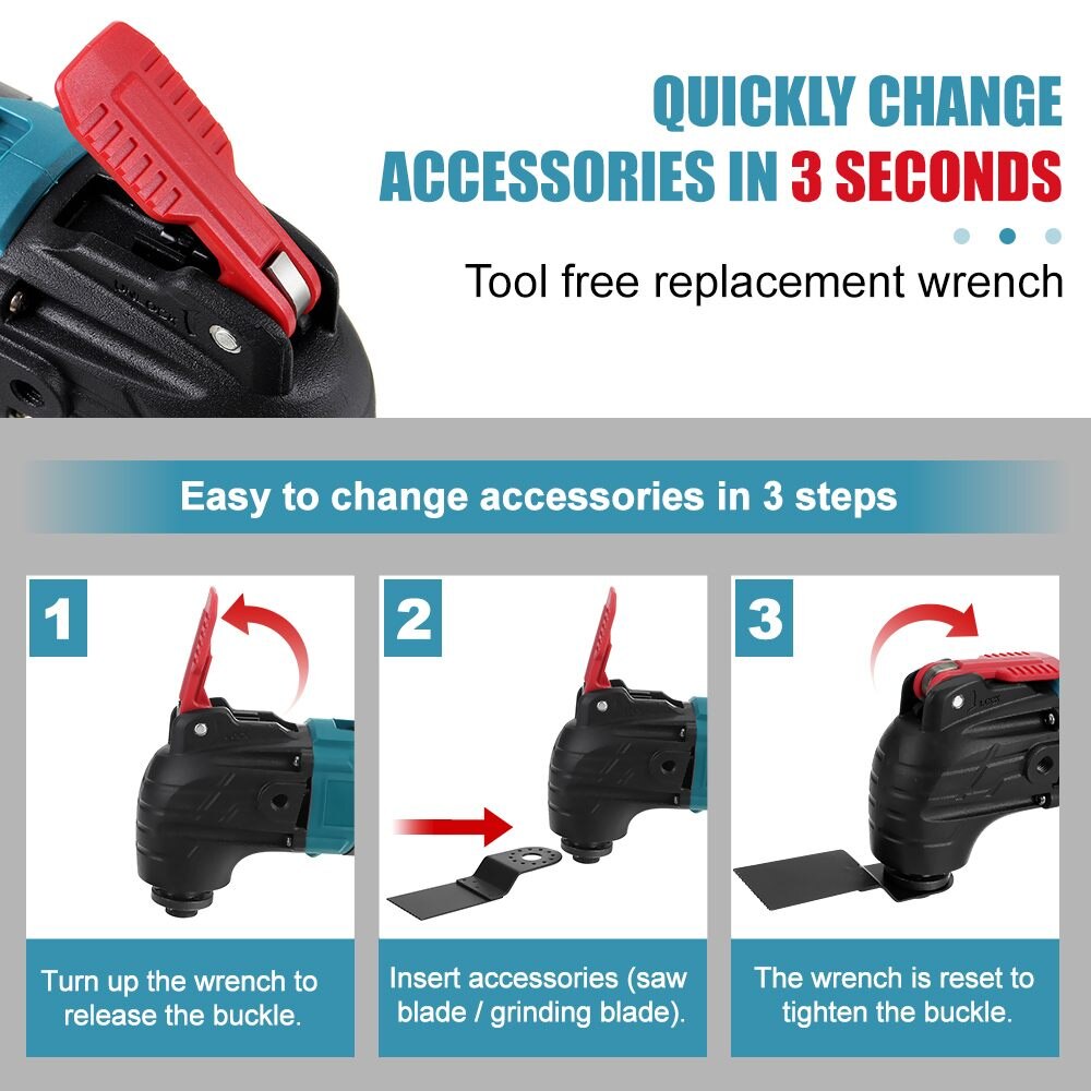 Drillpro 6 Speeds Cordless Oscillating Multi Tool Variable Speed Adjustable Renovator Woodworking Tool For Makita 18V Battery