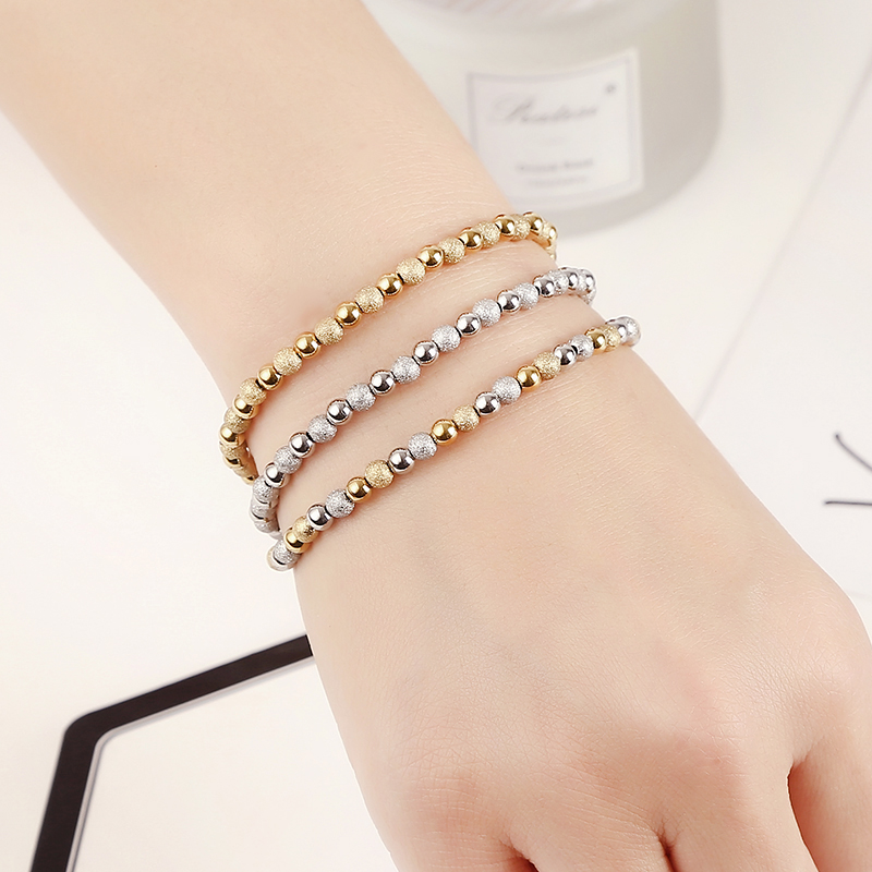 Metal Stainless Steel Jewelry Exquisite Girl Party Adorn Waterproof Durable Charm Sand Gold Mixed Color Bracelets