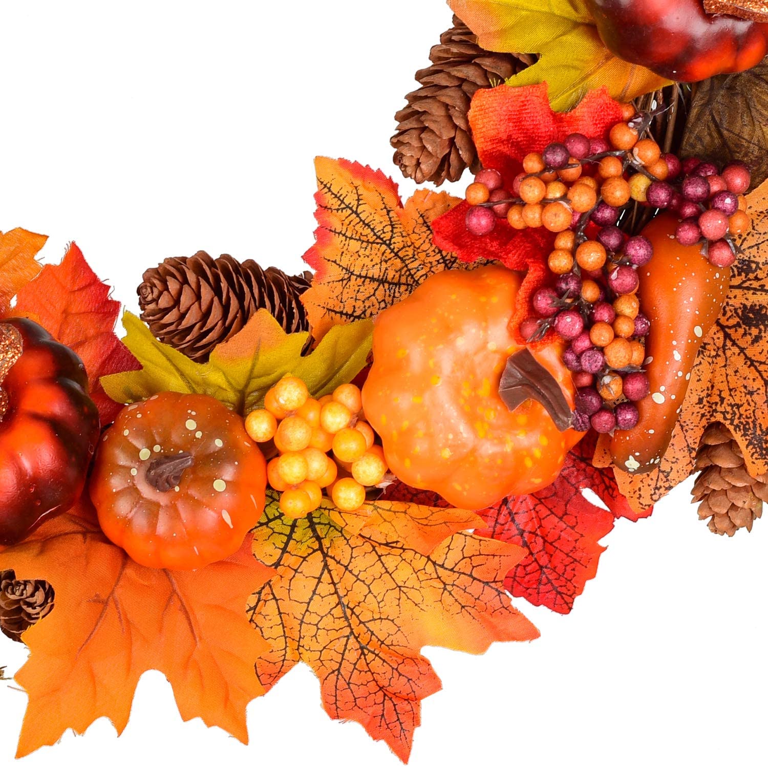 Herfst Krans Kerst Decoratie Thanksgiving Krans Venster Restaurant Home Pompoen Bessen Grenen Blad Decoratie Krans Deur