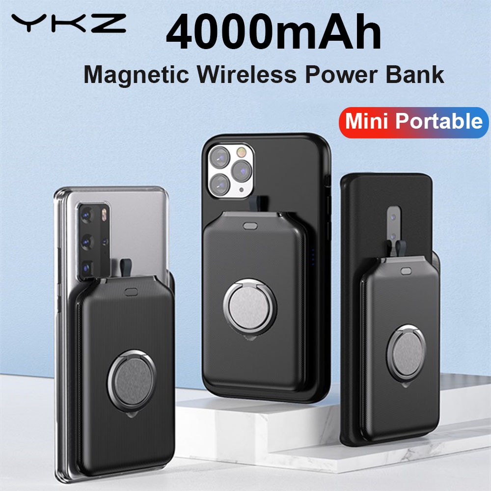YKZ 4000mAh banca di potere del caricatore senza fili portatile ultra-sottile senza fili di ricarica powerbank per iPhone12 Samsung