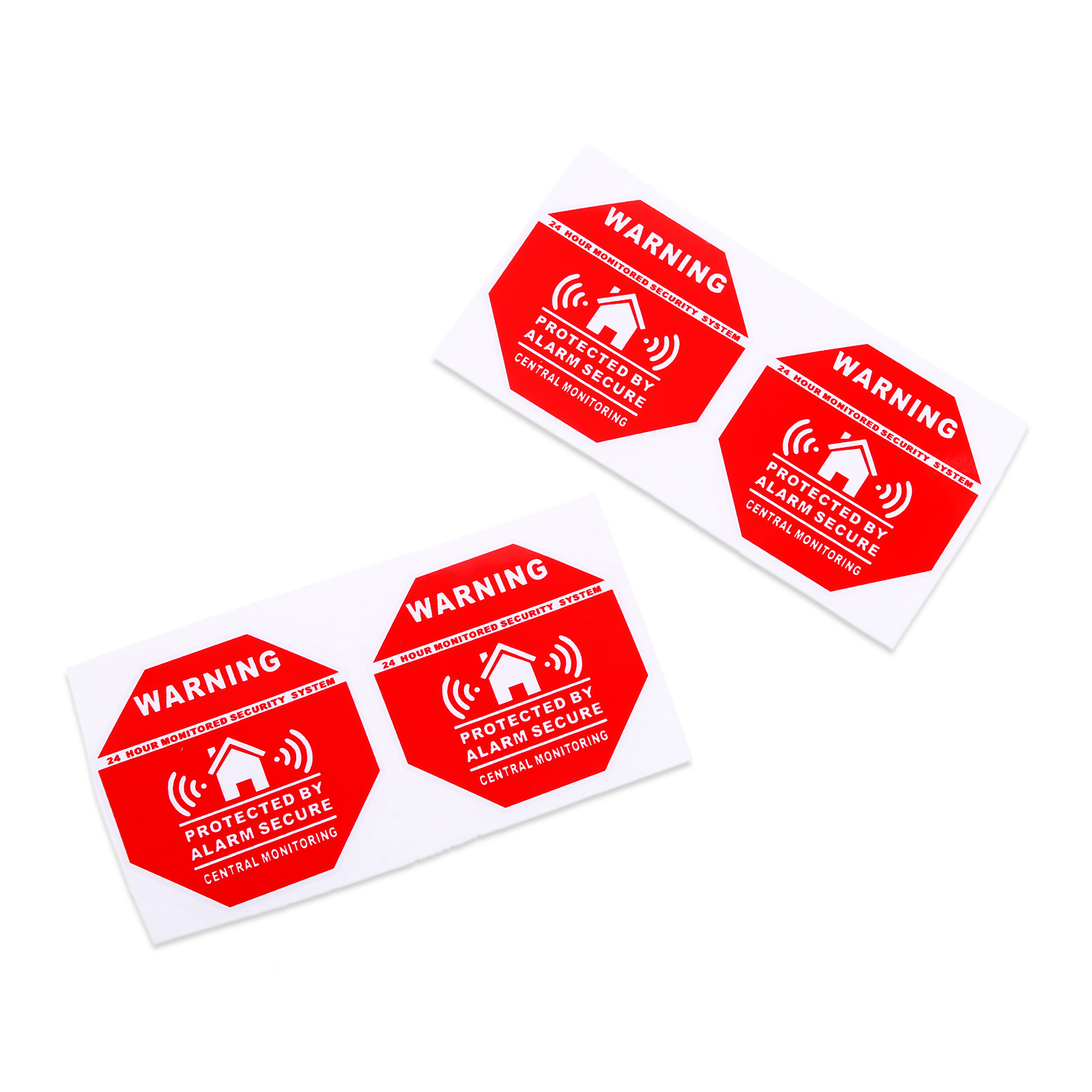 4pcs Warning Sticker "24 Hour Monitored Alarm Secure System" Self-adhesive 2.87" Indoor/Outdoor Safety Door Sign Security Decal