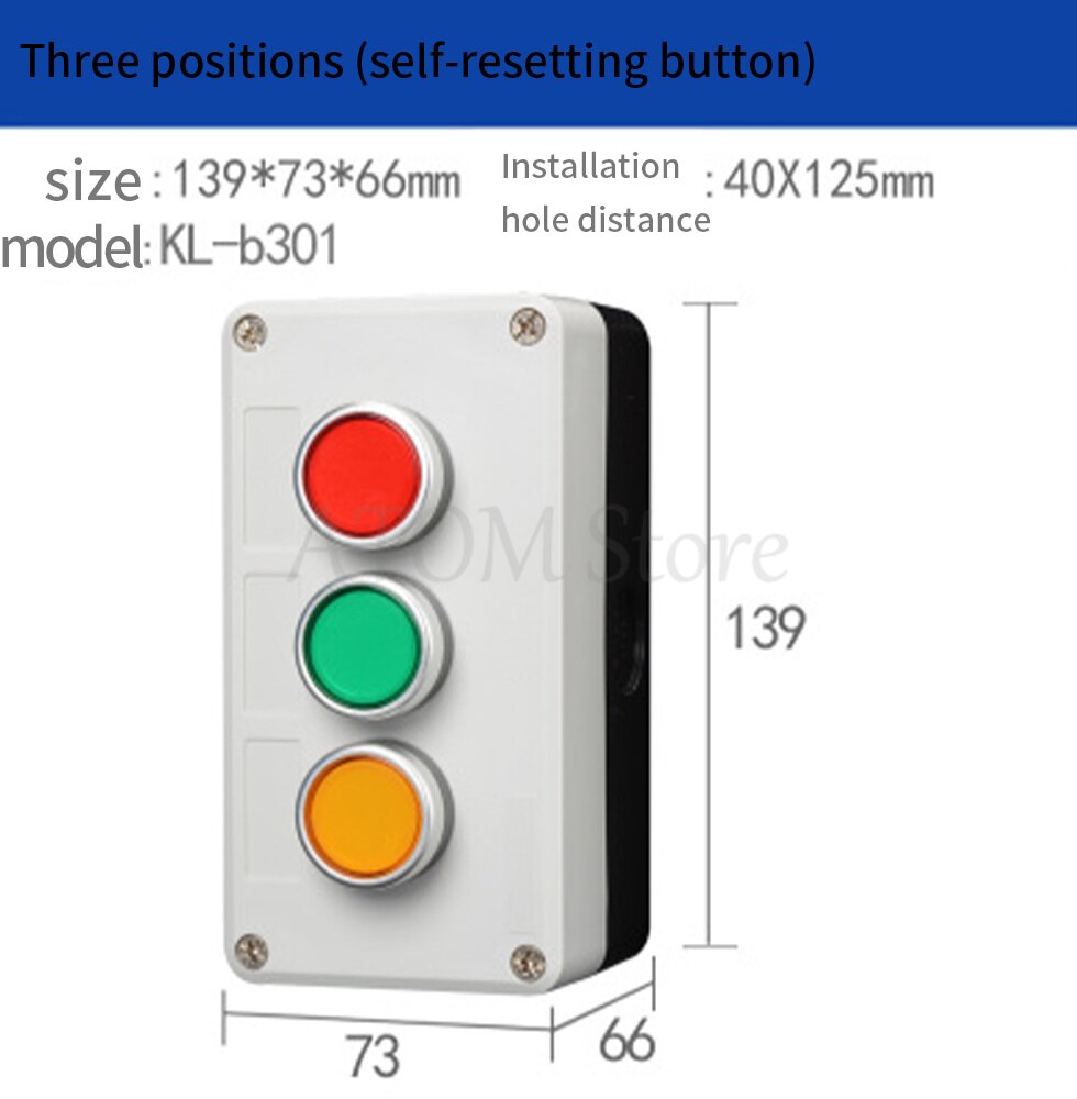 Button switch control box emergency stop waterproof button indicator box plastic start electric box: Dark Grey