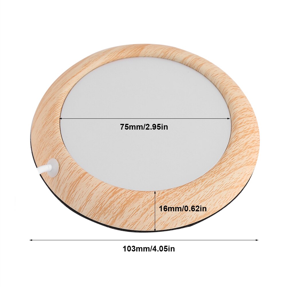 Calentador de tazas de madera con USB, posavasos portátil para bebidas calientes