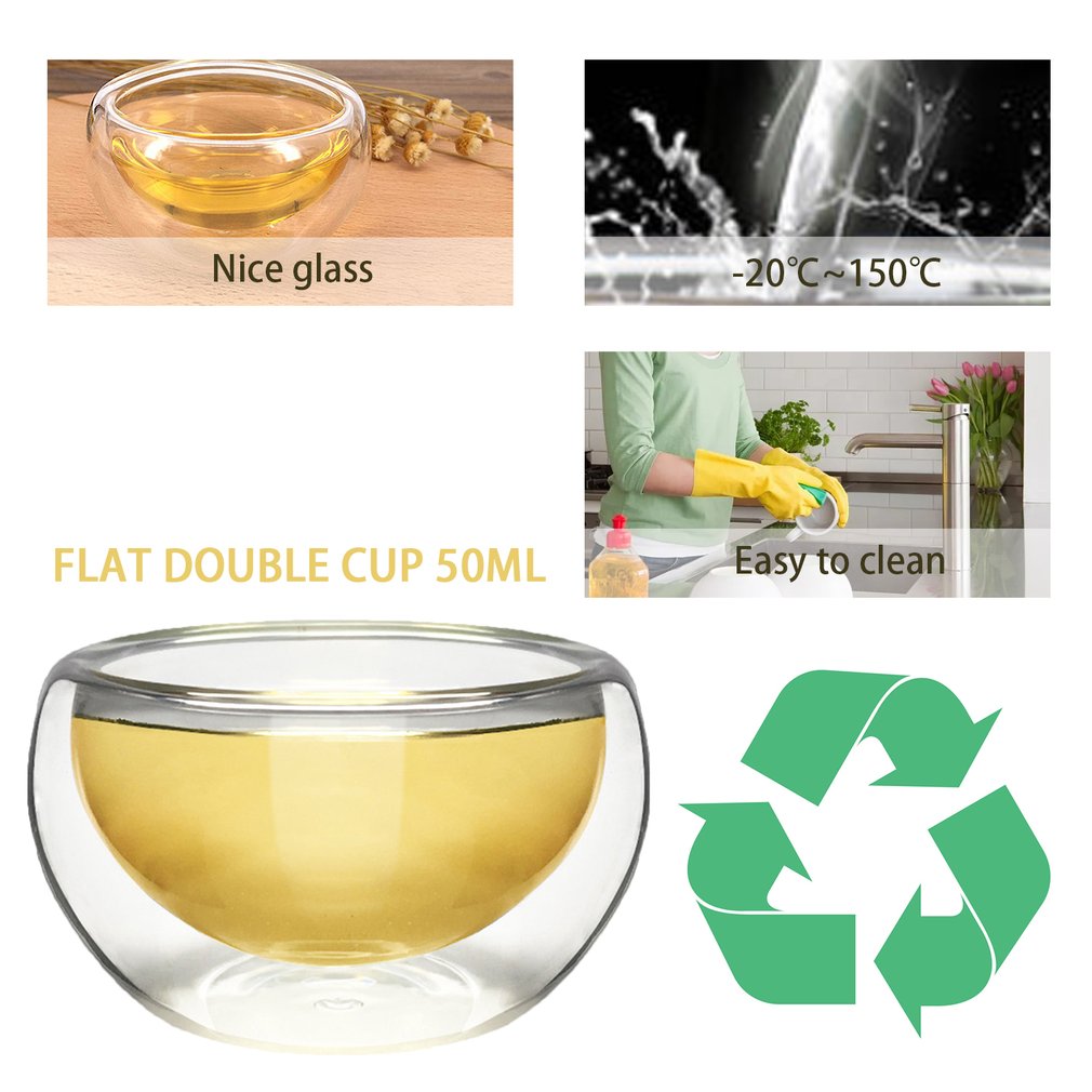 50ML Clear Water Drinking Glass Tea Cup Heat Resistant Double Wall Layer Glass Milk Coffee Cups Fruit Juice Mug For Flower Tea