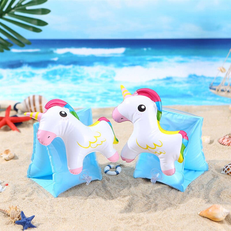 Flotadores de brazo largos blancos con mangas de seda, piña, cereza y flamenco para niños, flotadores de brazo con agua y cangrejo: Unicorn Arm Floats a Pair Boxed