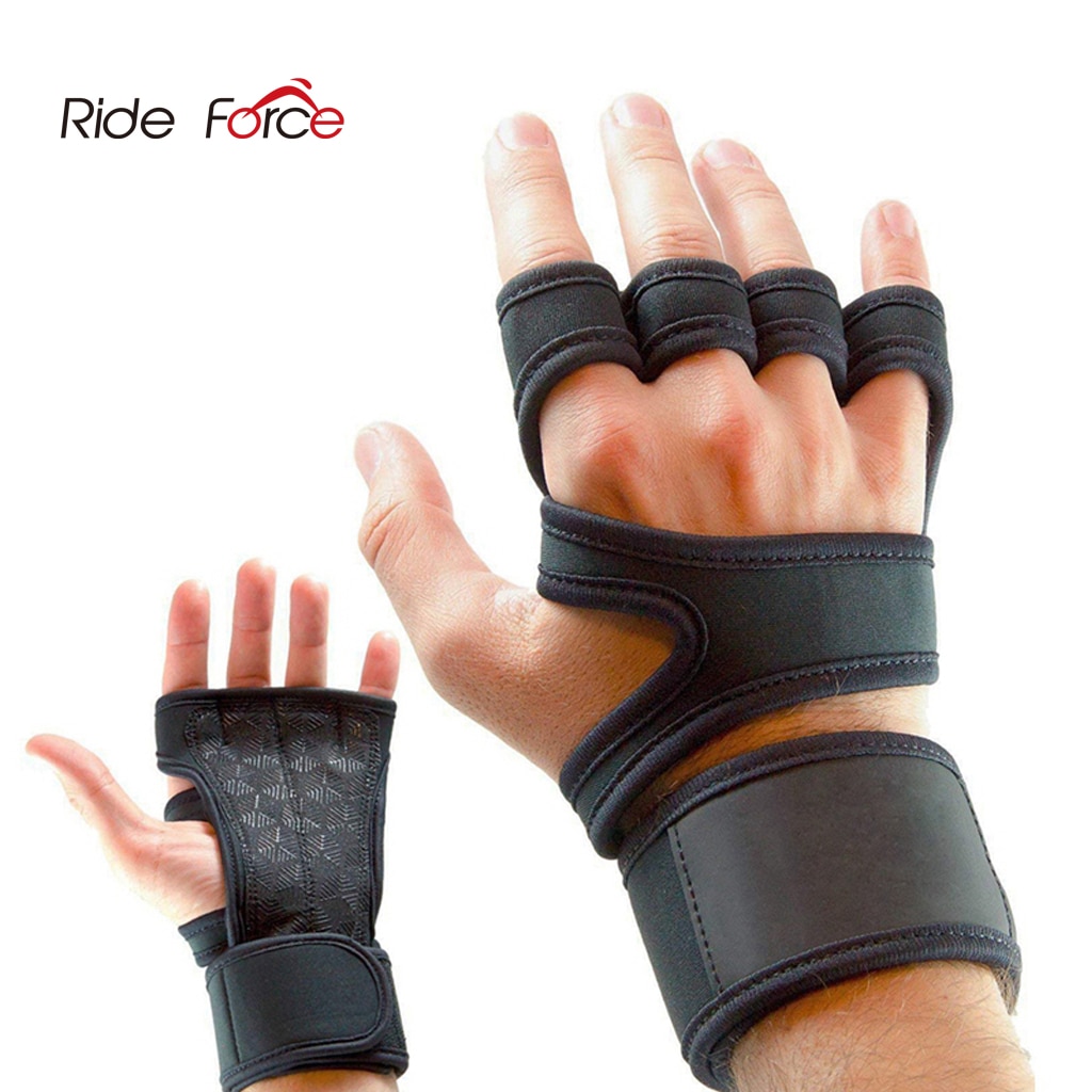 Gym fitness håndflade beskytter med håndled wrap støtte crossfit træning kraft vægtløftning handske –