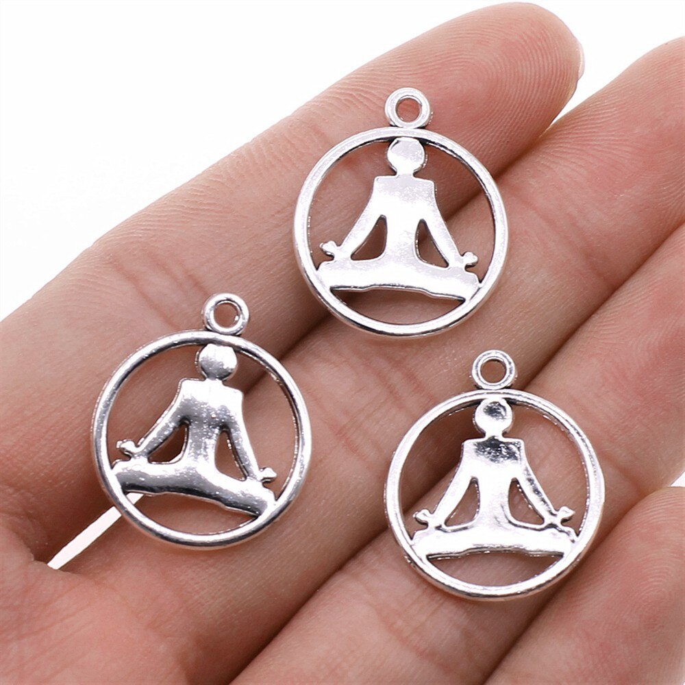 10 stücke Buddha Charme Antike Silber Farbe Buddha Statue Anhänger Reize Buddhismus Buddha Charme Für Schmuck Machen: B14242-20x23mm