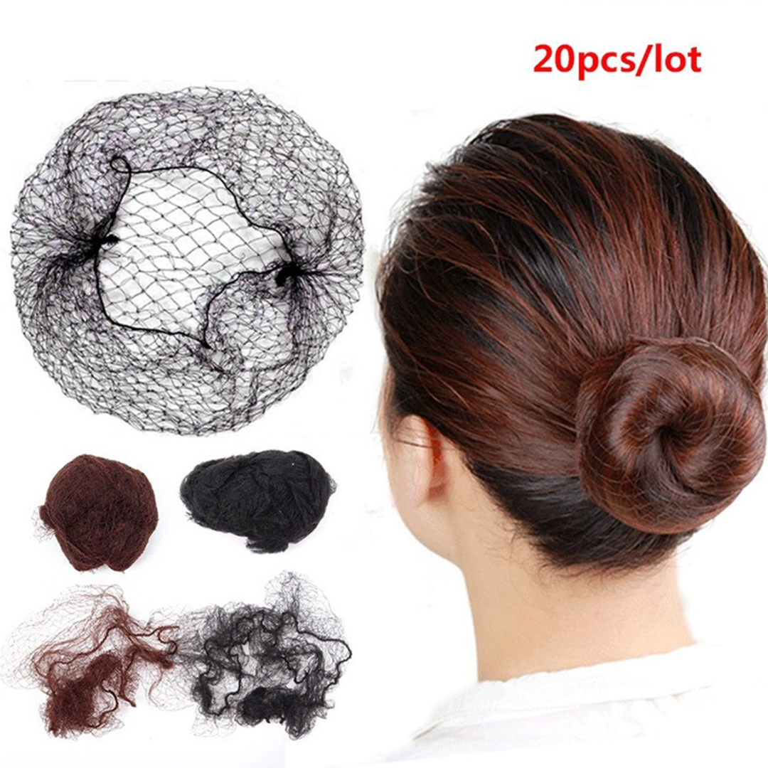 Filet à cheveux en Nylon Durable pour chignon, outil de coiffure, noir café Beige marron blanc or, maille pour perruques, 20 pièces/lot