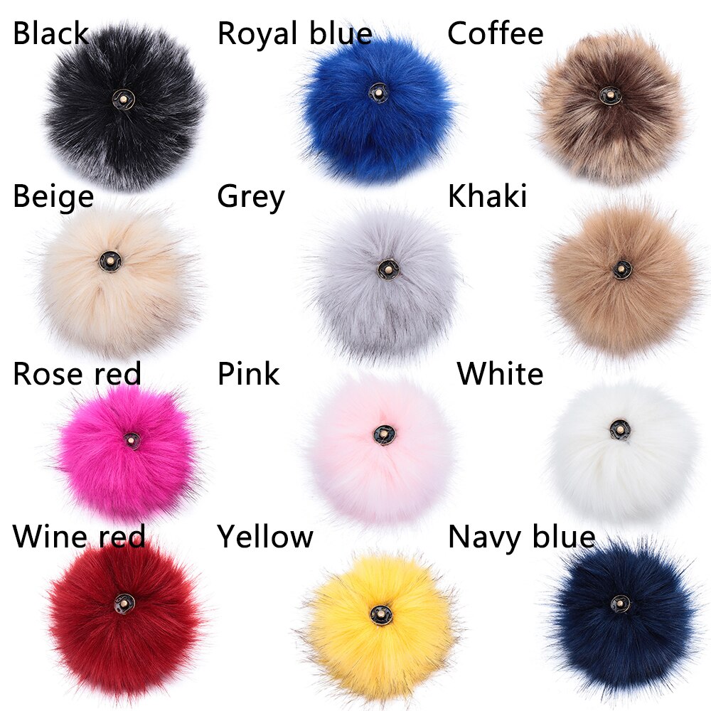 1pc boules de poils en fausse fourrure de renard douces et colorées, bouton-pression, boucle, bonnet tricoté, pompon, sacs à vêtements, accessoires de couture, outils