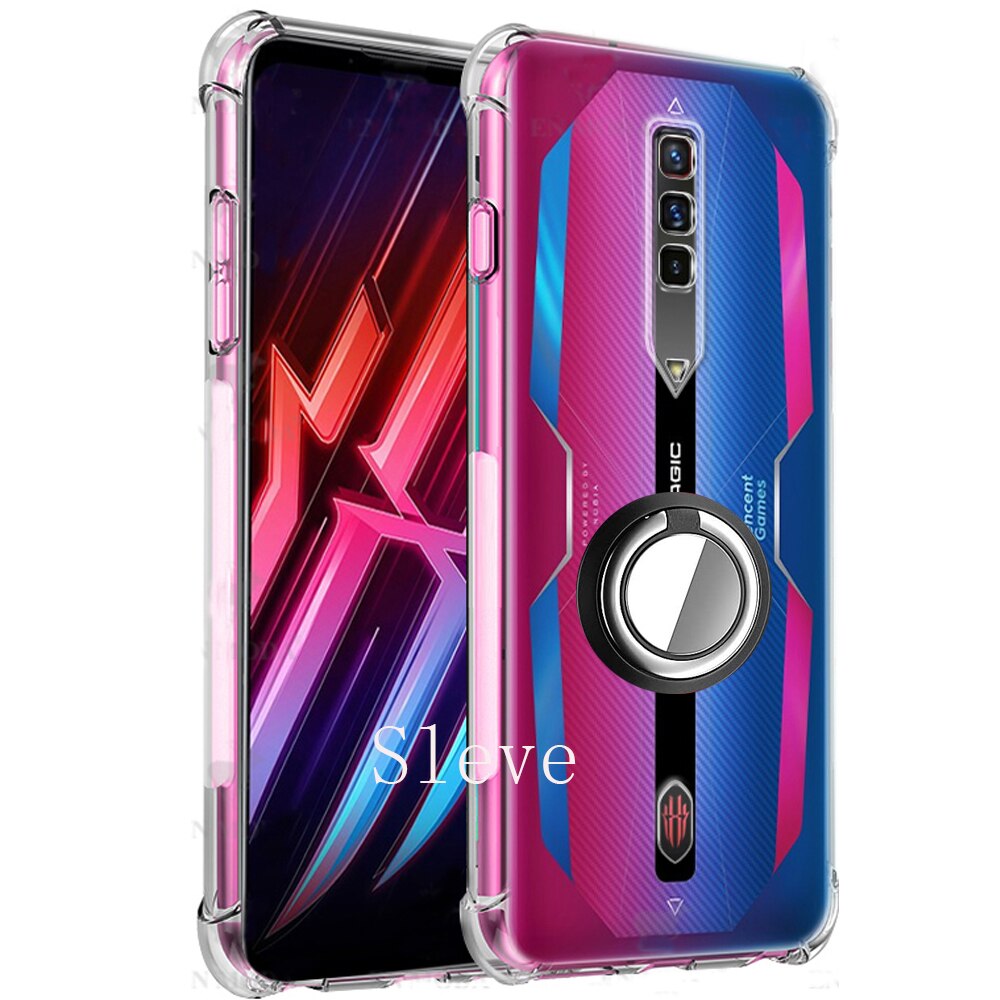 Custodia ad anello in metallo per Red Magic7 7 Pro 6 6S Pro custodia antiurto resistente agli urti per ZTE Nubia Red Magic6 Pro: Red Magic 7 / Clear Black Ring