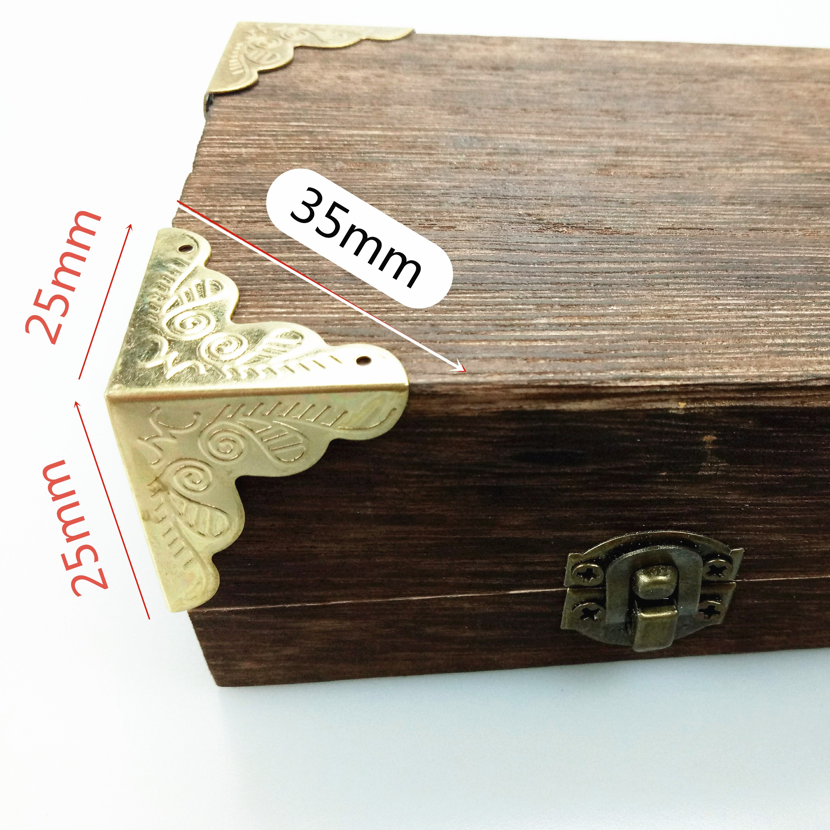 12 stks/partij Doos Hoeken Beugels Decoratieve Hoek Voor Meubels Decoratieve Driehoek Rotan Gesneden Antiek messing/Zilver/Gouden