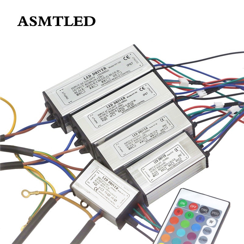 Constant Current LED Driver Waterproof IP67 10W 20W 30W 50W 100W RGB Chip Driver LED Lighting Transformer AC110V-240V Input